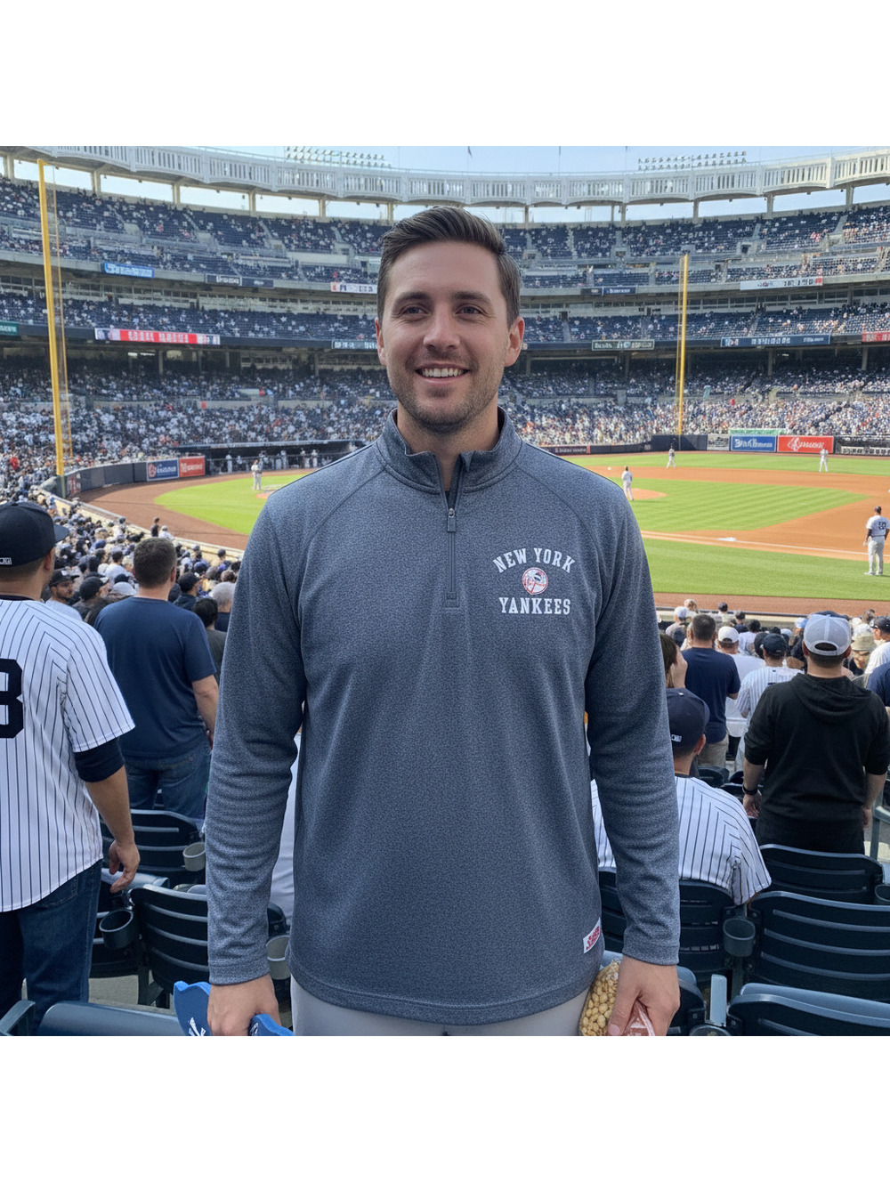 Stitches New York Yankees Gray Quarter-Zip Pullover Shirt